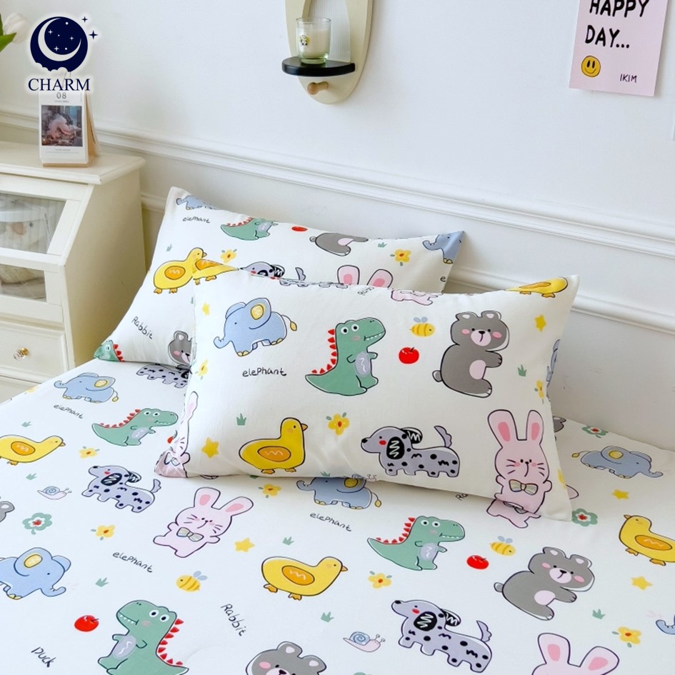 CHARM DREAMY ชุดผ้าปูที่นอน 6ฟุต 5ชิ้น ลาย HAPPY ZOO – ผ้าปูที่นอน พร้อมปลอกหมอน (ไม่รวมผ้านวม)_3